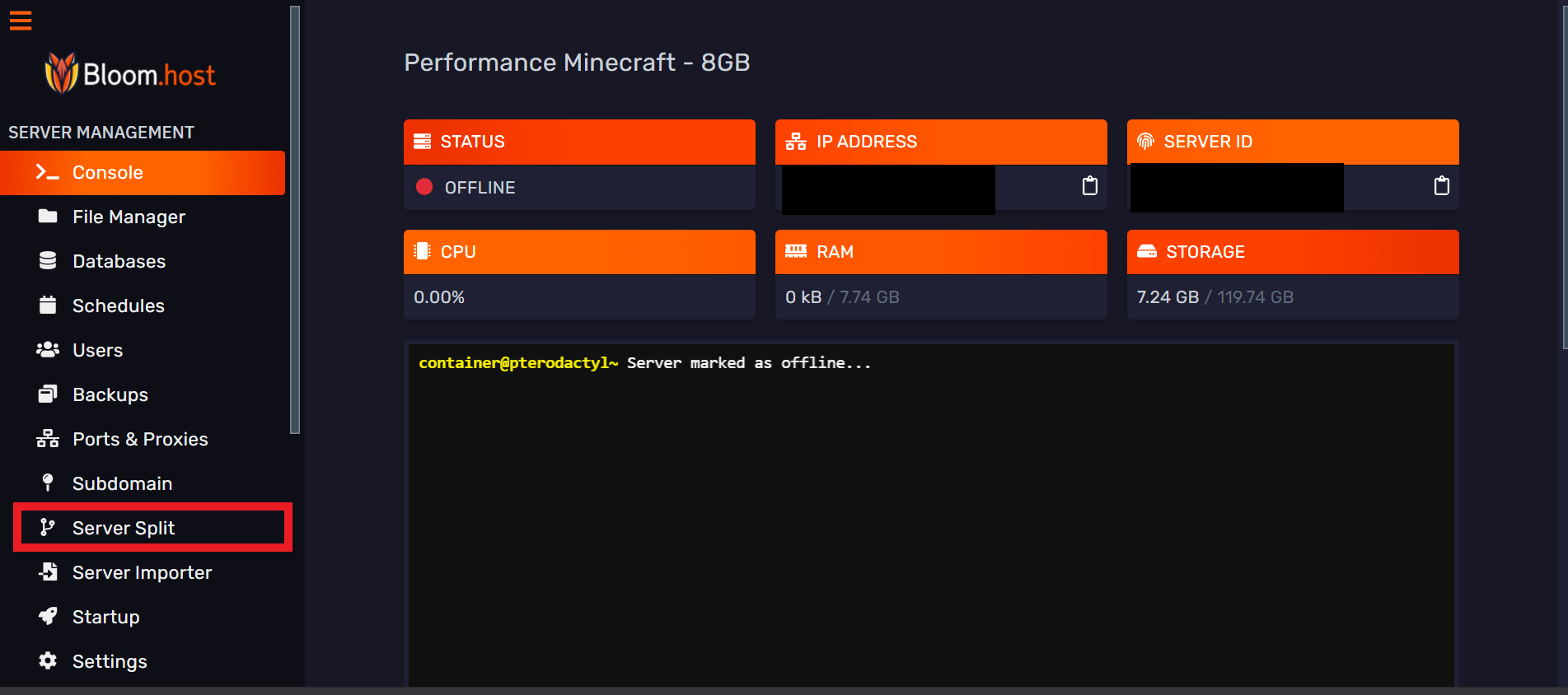 DuckPanel navigation with the Server Split option