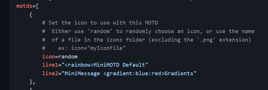 MiniMOTD configuration and resulting server-list preview